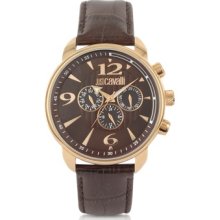 Just Cavalli Designer Men's Watches, Earth - Brown Croco Multifunction Watch