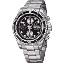 Kadloo Men's 'vintage Trophy' Black Dial Chronograph Automatic Watch