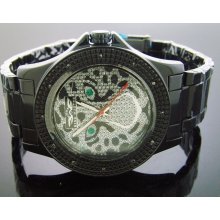 King Master 50MM 12 Diamond Tiger Face Black Case watch