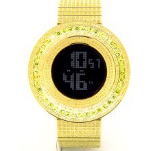 King Master RS-8127Y Yellow CZ Full Case & Band Digital SS Men's Watch