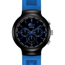 Lacoste 'Boreno' Chronograph Silicone Strap Watch Blue/ Black