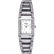 Ladies 43L57 Caravelle Crystal Watch - Sqaure White Patterned Dial