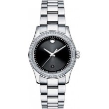 Ladies 606498 Movado Sportivo Womens 28mm Quartz Watch 58 Diamonds 0606498