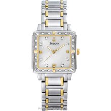 Ladies Bulova Square Diamond Marine Star - Two-Tone - White MOP 98R112