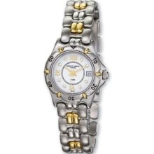 Ladies Charles Hubert Stainless & 18k 0.08ct. Dia. White Dial Watch Xwa3208