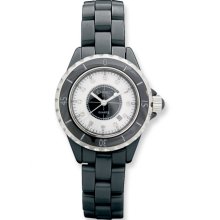 Ladies Chisel Black Ceramic/black & White Dial Watch