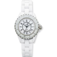 Ladies Chisel White Ceramic and Dial Chronograph Watch