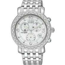 Ladies Citizen Eco-drive Swarovski Stainless Chronograph Date Watch Fb1290-58a