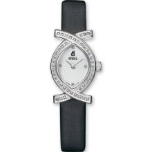Ladies Ernest Borel Diamnd Silk and Leather Band 18x26mm Quartz Watch