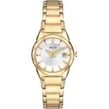 Ladies Essential Date Watch by Bulova - Gold-Tone - Silver Dial 97M103