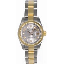 Ladies Rolex 2-Tone Datejust Watch 179163 Silver Dial