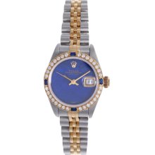 Ladies Rolex Datejust Watch 69173 Custom Blue Lapis Dial