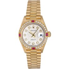 Ladies Rolex President 18k Gold Watch with Diamonds 69178