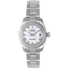 Ladies Rolex Watch Datejust 18k White Gold & Stainless Steel 179174