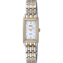 Ladies Seiko Solar Two Tone Stainless Steel White Dial Watch