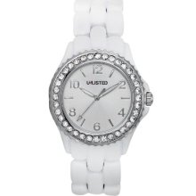 Ladies Watch in White with Silver Bezel and Stainless-steel Accents