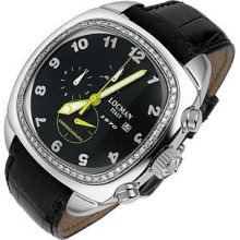 Locman Designer Men's Watches, 1970 - Diamond Bezel Black Chronograph Watch