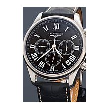 Longines Master Chrono Roman 44mm Watch - Black Dial, Black Alligator Strap L26934518 Chronograph Sale Authentic