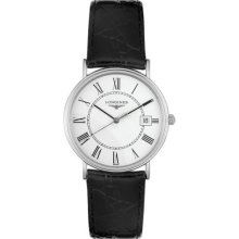 Longines Presence L47204112 Men's Black Leather Watch