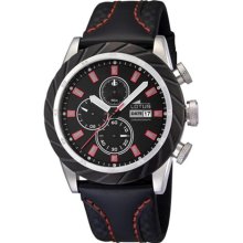 Lotus Men's Chrono Single Alarm L15683/5 Black Leather Quartz Wat ...