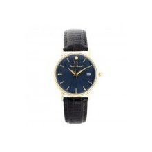 Lucien Piccard 14K Yellow Gold Blue Dial Vintage Mens Watch