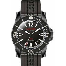 Lum-Tec Mens 300M XL Diver Automatic Analog Stainless Watch - Black Rubber Strap - Black Dial - LT300M-2XL