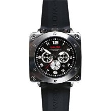 Lum-Tec Mens Bull45 A10 Chronograph Stainless Watch - Black Rubber Strap - Black Dial - LTA10