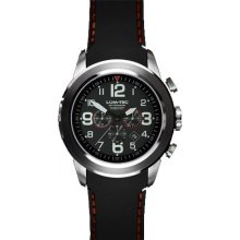Lum-Tec Mens LZ8 Chronograph Stainless Watch - Black Leather Strap - Black Dial - LTLZ8
