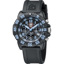 Luminox Men's Navy SEAL Blue Colormark Chronograph Watch - Black Rubber Strap - Black Dial - 3083