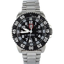 Luminox Navy Seal Steel Colormark 3150 Series Watch Black/White/Steel Bracelet, One Size