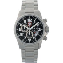 Luminox Silver Field Men's Chronograph Alarm Watch - Black Dial - Stainless Steel Bracelet - L1842