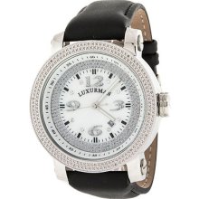 Luxurman 181888 Stainless Steel Quartz Mens Mother Of Pearl Dial Watch