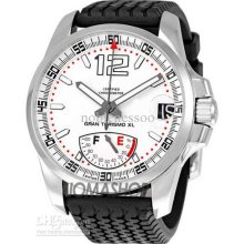 Luxury Mens Gran Xl Sapphire White Dial Rubber Strap Automatic Watch