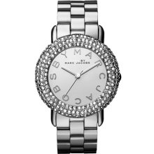 MARC by Marc Jacobs 'Marci' Mirror Dial Crystal Bezel Watch Silver