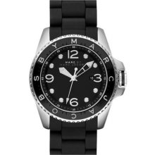 Marc Jacobs Black Rubber Black Dial Calendar Logo Fashion Watch Mbm 2568