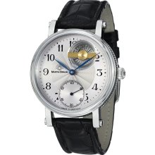 Martin Braun Men's 'la Belle' Silver Dial Black Leather Strap Watch Mb726s