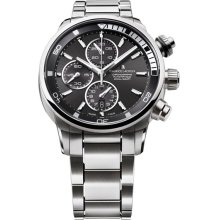 Maurice Lacroix Pontos S Chronograph 43mm Watch - Black/Silver Dial, SS Bracelet + Nylon Strap PT6008-SS002-330 Sale Authentic