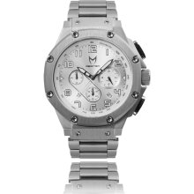 Meister Mens Ambassador Chronograph Stainless Watch - Silver Bracelet - Silver Dial - AM115SS