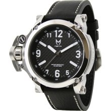 Meister Mens Commander Analog Stainless Watch - Black Leather Strap - Black Dial - CO106LS
