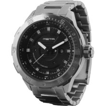 Meister Mens Diver One Analog Stainless Watch - Silver Bracelet - Black Dial - DO101SS