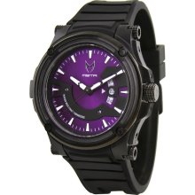 Meister Mens Prodigy Analog Plastic Watch - Black Rubber Strap - Purple Dial - PR120