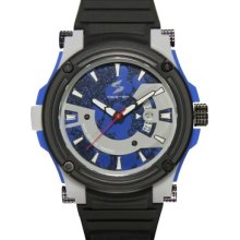Meister Mens Special Edition Stash Stainless Watch - Black Rubber Strap - Blue Dial - PR113