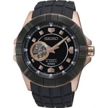 Men Seiko SSA078 Premier Rose Gold Tone Stainless Steel Case Rubb ...