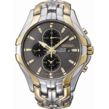 Men Seiko SSC138 Solar Chronograph Two Tone Stainless Steel Case and