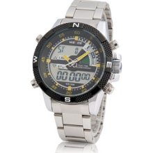 Men Watch (Analog & LED Digital) Display Waterproof Sports Watch WH-1104 Silver