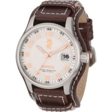Men's 12552 I-Force Silver Textured Dial Brown Leather