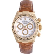 Men's 18k Yellow Gold Rolex Daytona Watch 116518 White Arabic Dial