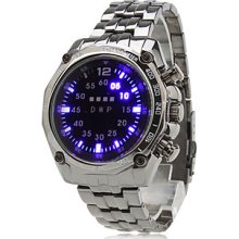 Men's Alloy Digital LED Watch Wrist with Blue Light (Black)