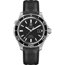 Men's Aquaracer Diver Automatic Stainless Steel Case Rubber Bracelet Black Tone