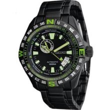 Men's Automatic Stainless Steel Case and Bracelet Black and Green
